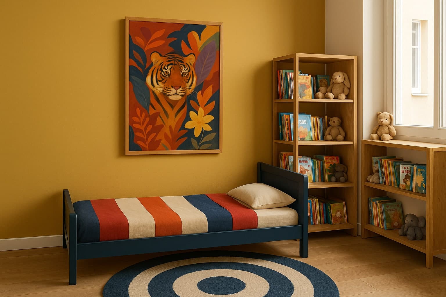 Kids' room interior with framed art